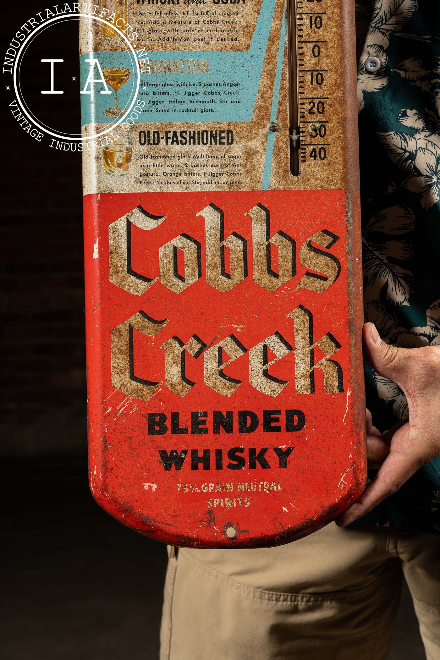 Vintage Cobbs Creek Tin Litho Advertising Thermometer