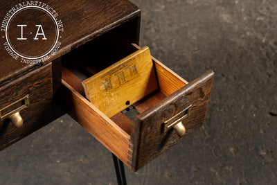 Antique Oak Card Catalog Side Table by Library Bureau