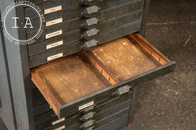 Early 20th Century Oak Typesetter's Cabinet in Gray