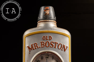 Vintage Old Mr. Boston Figural Bottle Advertising Clock