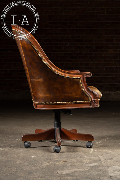 Contemporary Tufted Leather Rolling Executive Desk Chair