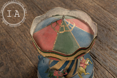 Antique Painted Tin Folk Art Carousel Toy