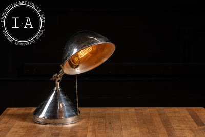 Vintage Chrome Desk Lamp With Hubble Shade