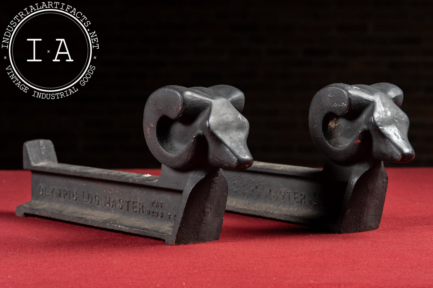 Early 20th Century Decorative Cast Iron Ram Andirons