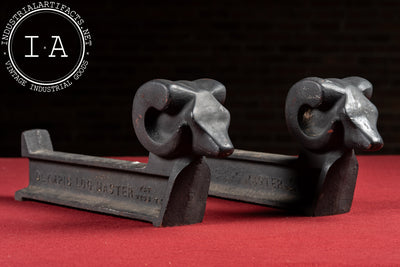 Early 20th Century Decorative Cast Iron Ram Andirons