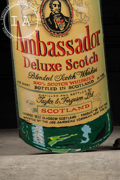 Vintage Oversize Ambassador Scotch Figural Masonite Sign