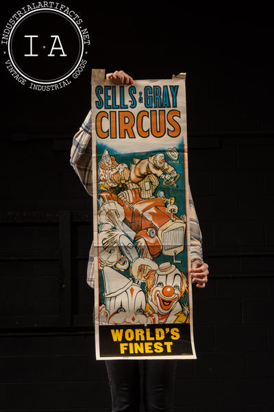 Vintage Sells and Gray Circus Door Panel Poster