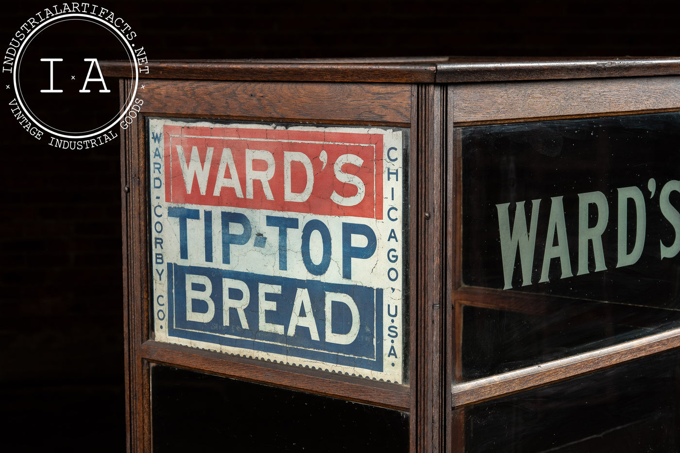 Early 20th Century Ward’s Tip-Top Bread Oak Display Case