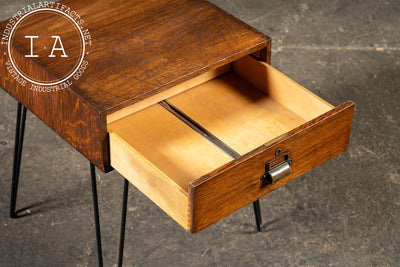 Antique Quartersawn Oak Side Table with Drawer by Y & E