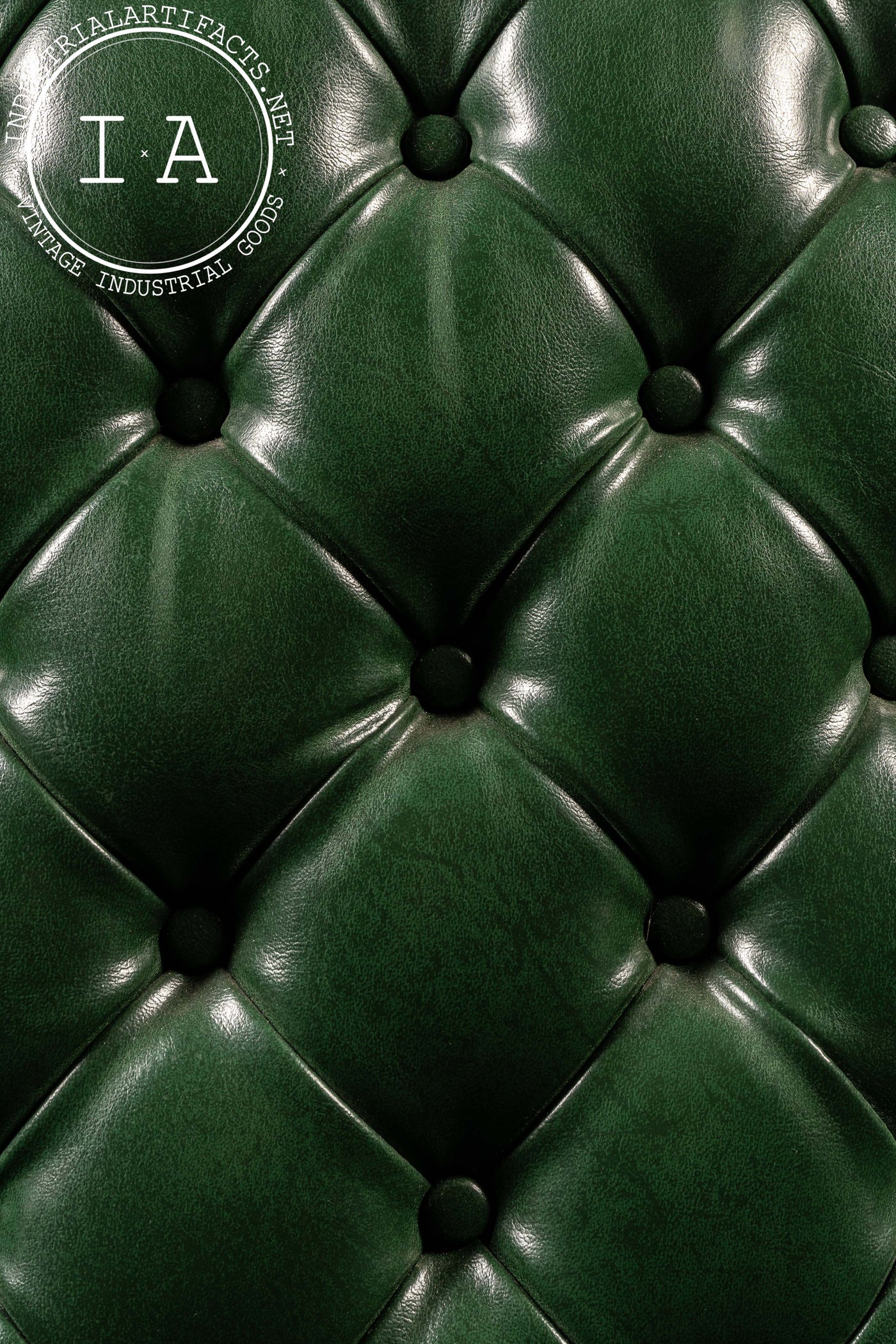 Vintage Tufted Leather Chesterfield Armchair in Emerald