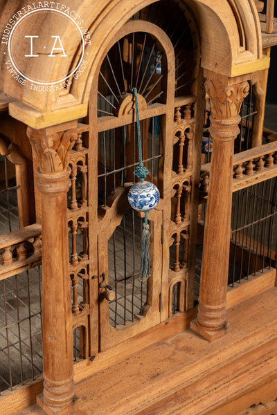 Antique Sacré-Cœur Basilica Bird Cage on Table