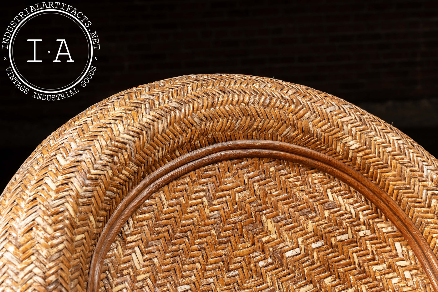 Vintage "Malabar" Rattan Lounge Chair and Ottoman by Pottery Barn