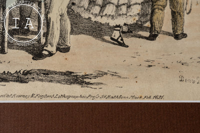Two Colored 1800s Illustrations - A Game Of Whist, London Fair