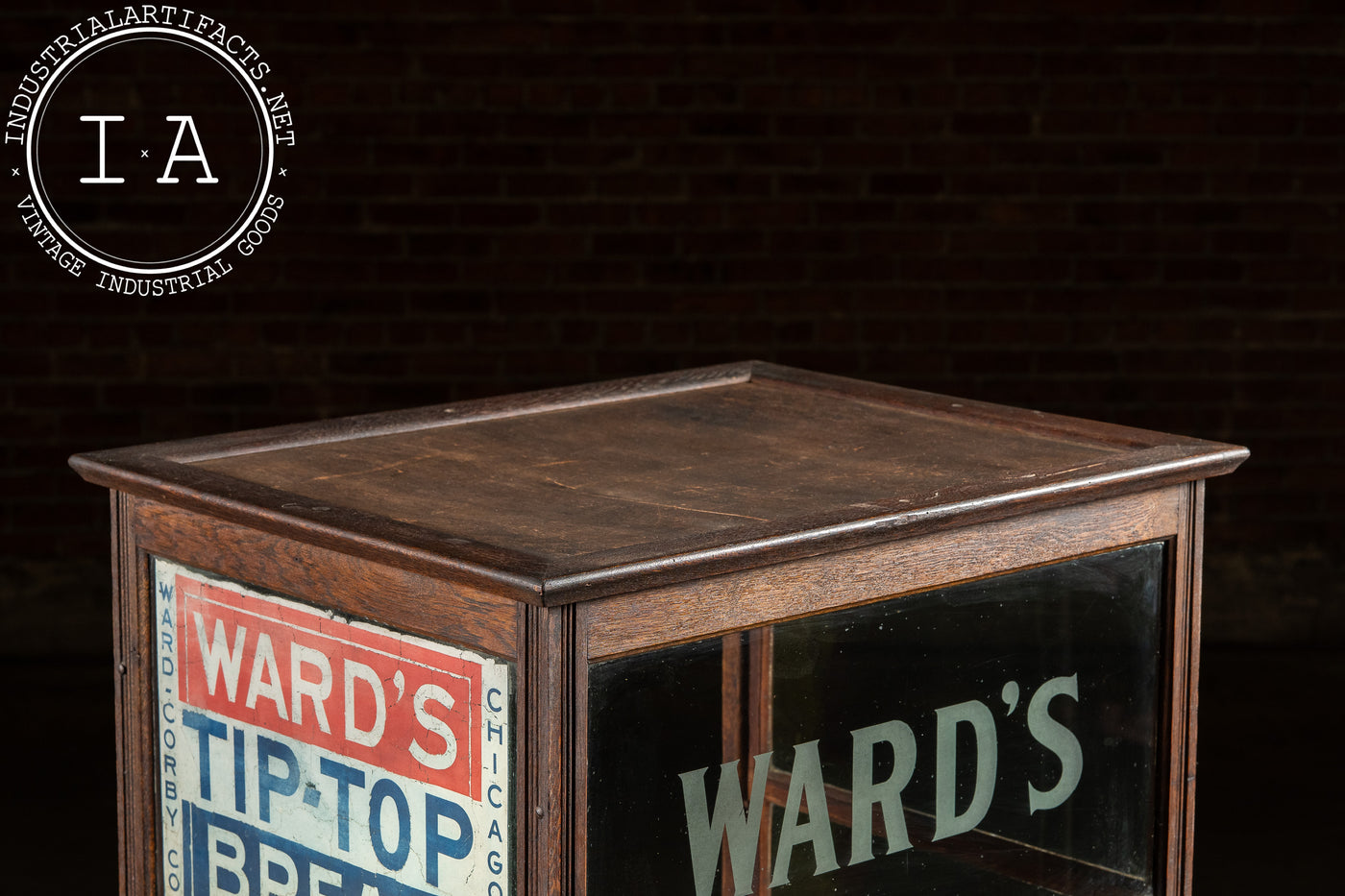 Early 20th Century Ward’s Tip-Top Bread Oak Display Case