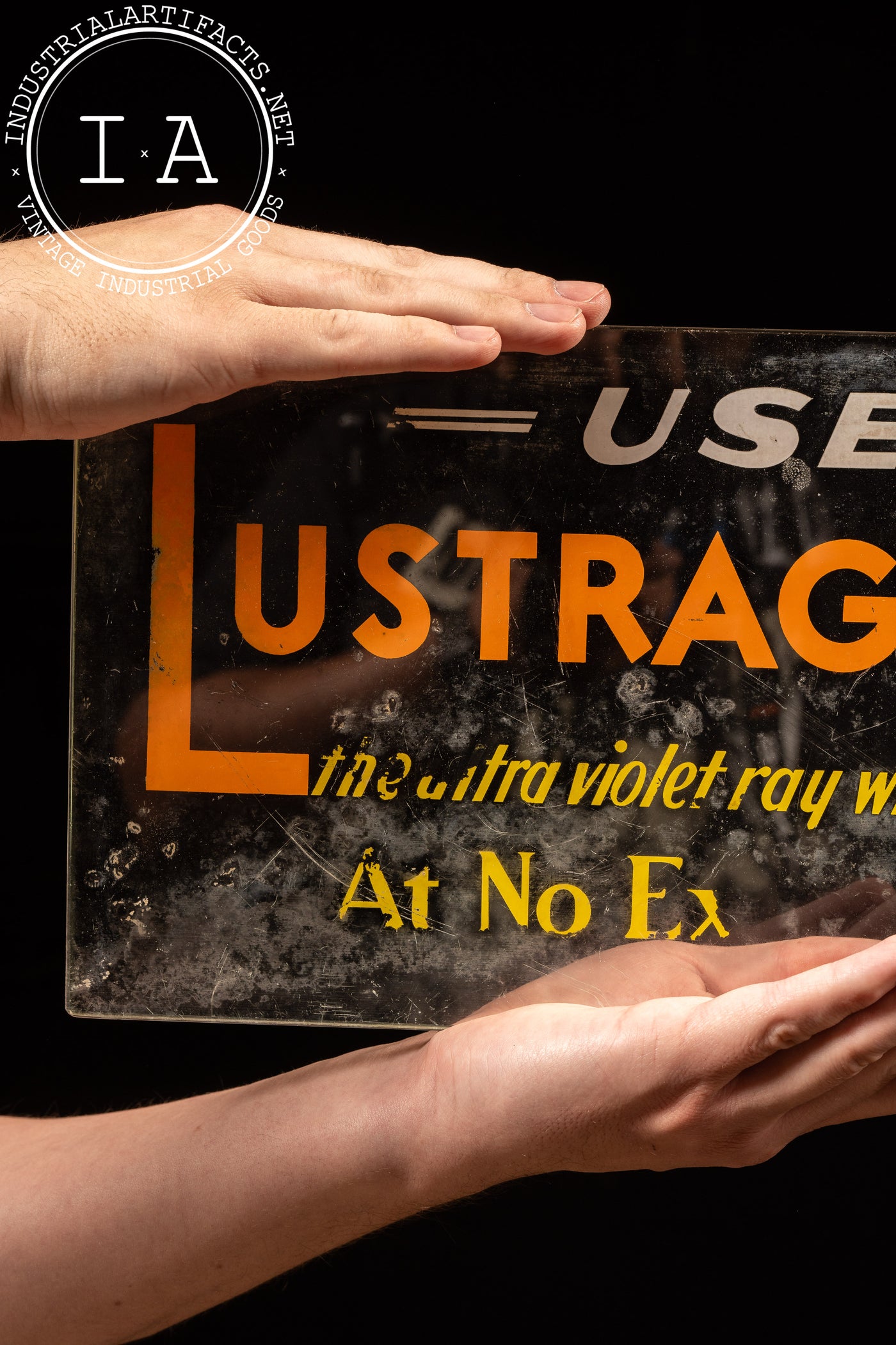 Vintage Lustraglass Advertising Sign