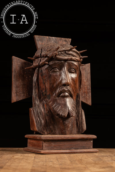 Vintage Mahogany Jesus Icon Bust