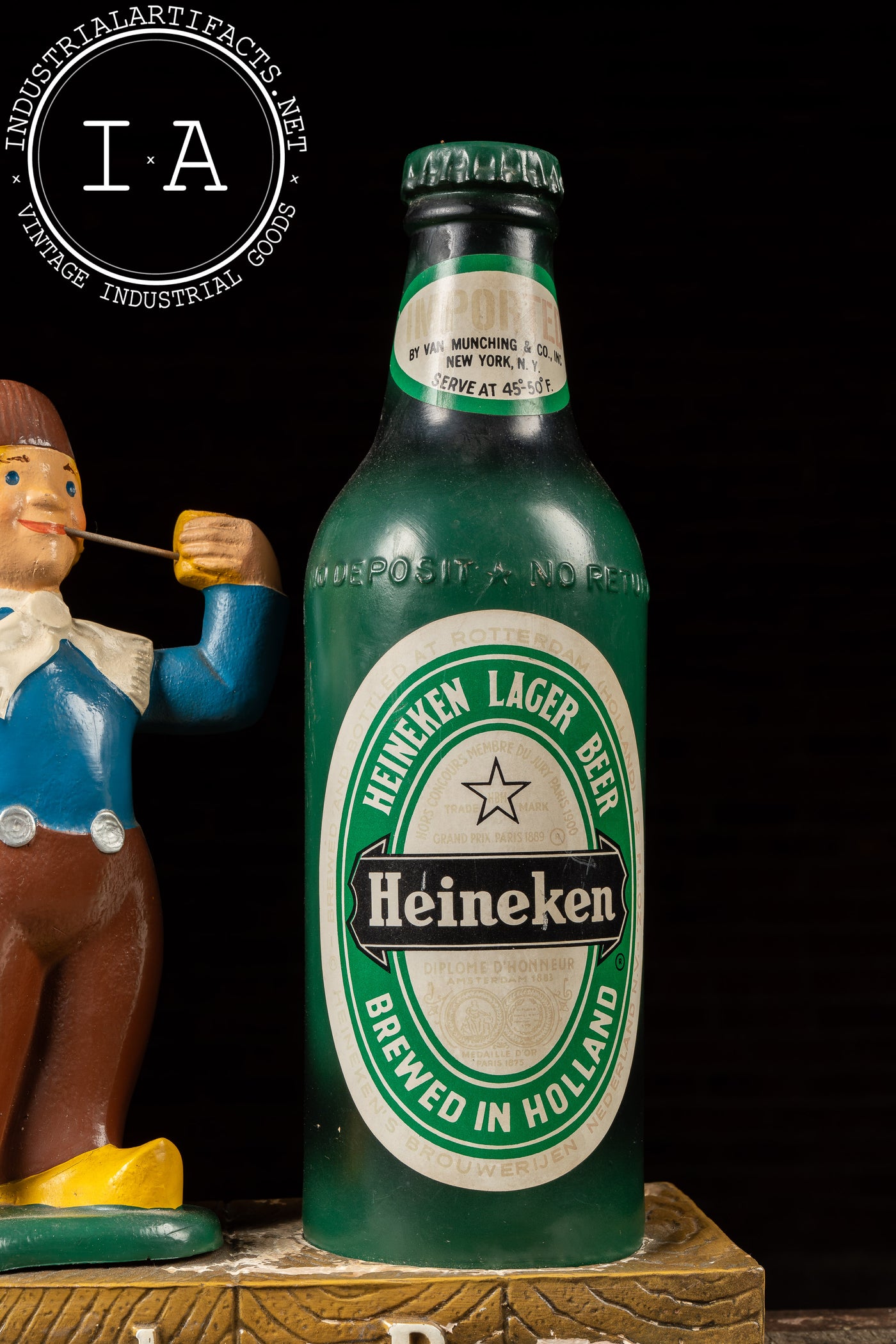 Vintage Ceramic Heineken Beer Bartop Advertising Display