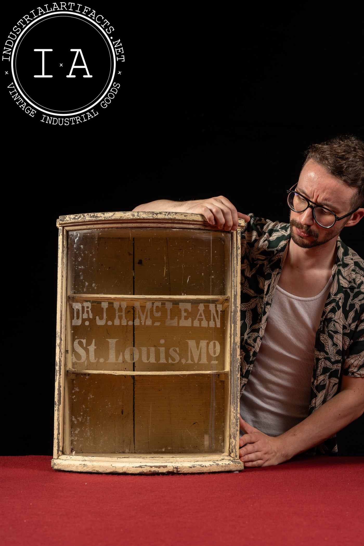 Late 19th Century J.H. McLean Patent Medicine Advertising Cabinet