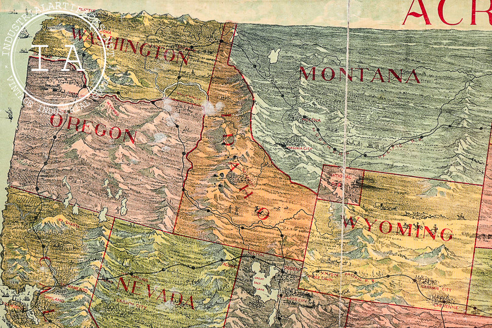 Late 19th Century "Across the Continent" Game Board by Parker Bros.