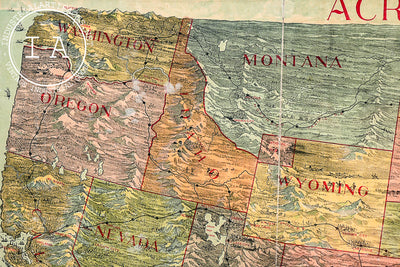Late 19th Century "Across the Continent" Game Board by Parker Bros.