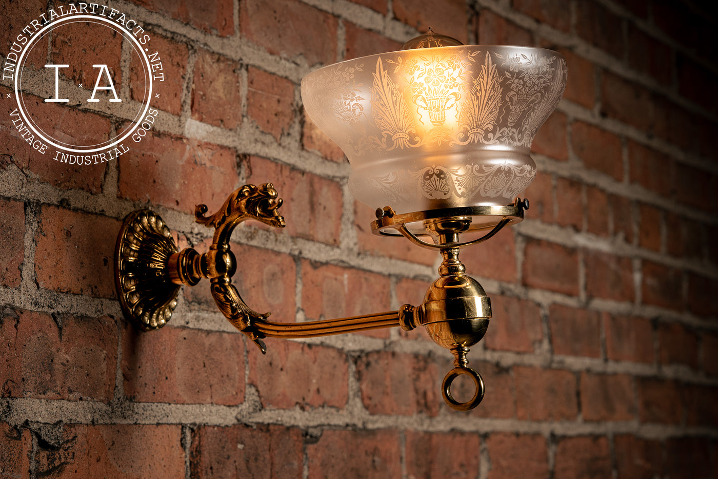 Victorian Revival Figural Brass Wall Sconce with Dragon Motif