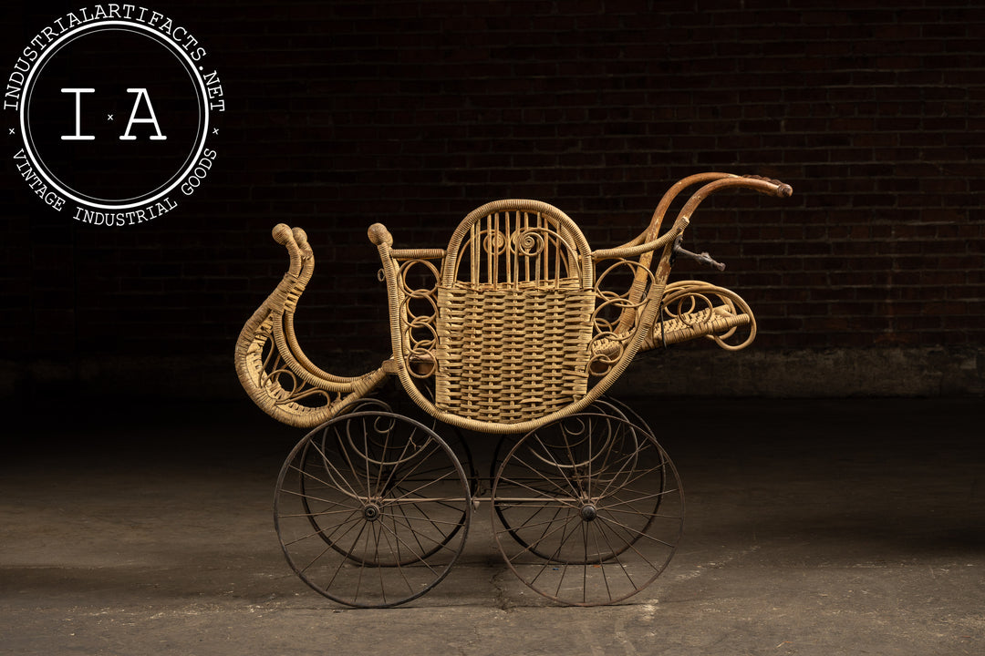 19th Century Victorian Wicker Baby Carriage  Industrial Artifacts