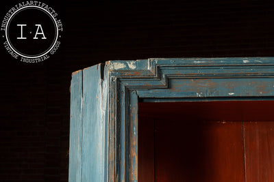 Primitive Chippy Corner Cupboard in Blue