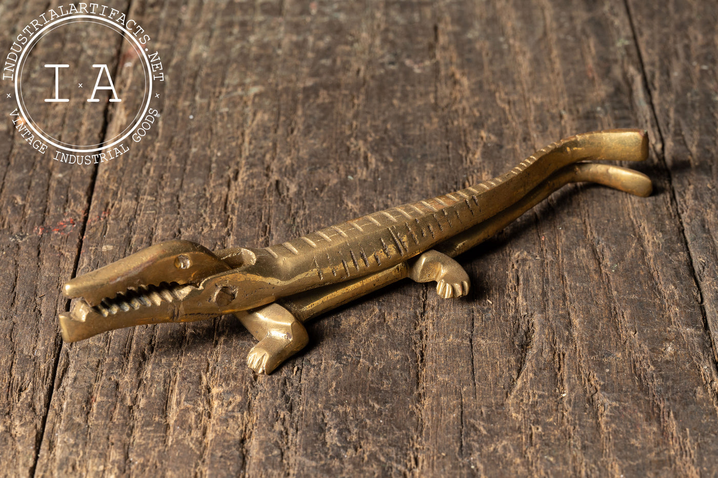 Cast Brass Crocodile Nutcracker
