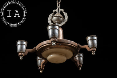 Five-Socket Nickel-Plated Art Deco Lighting Fixture