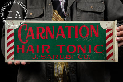 Vintage Carnation Hair Tonic Flange Sign
