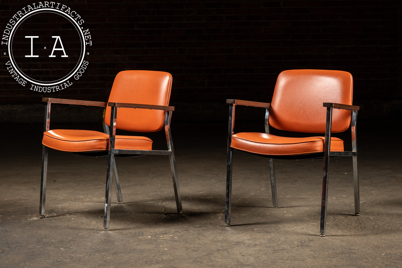 Pair of MCM Office Chairs in Orange by Delwood