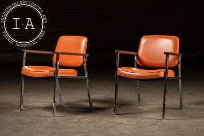 Pair of MCM Office Chairs in Orange by Delwood