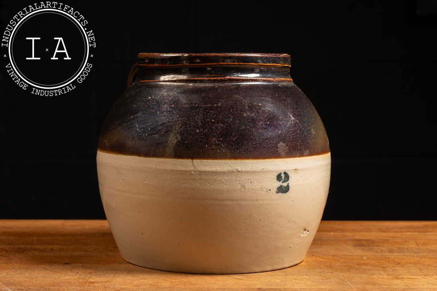 Vintage 2-Gallon Stoneware Bean Crock