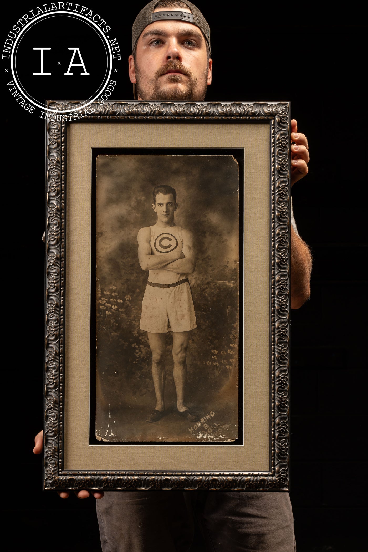 1914 Framed Portrait of a Man Wearing a Chicago Athletic Association Uniform