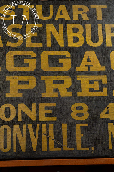 Antique "Baggage Express" Hand-Painted Wooden Sign
