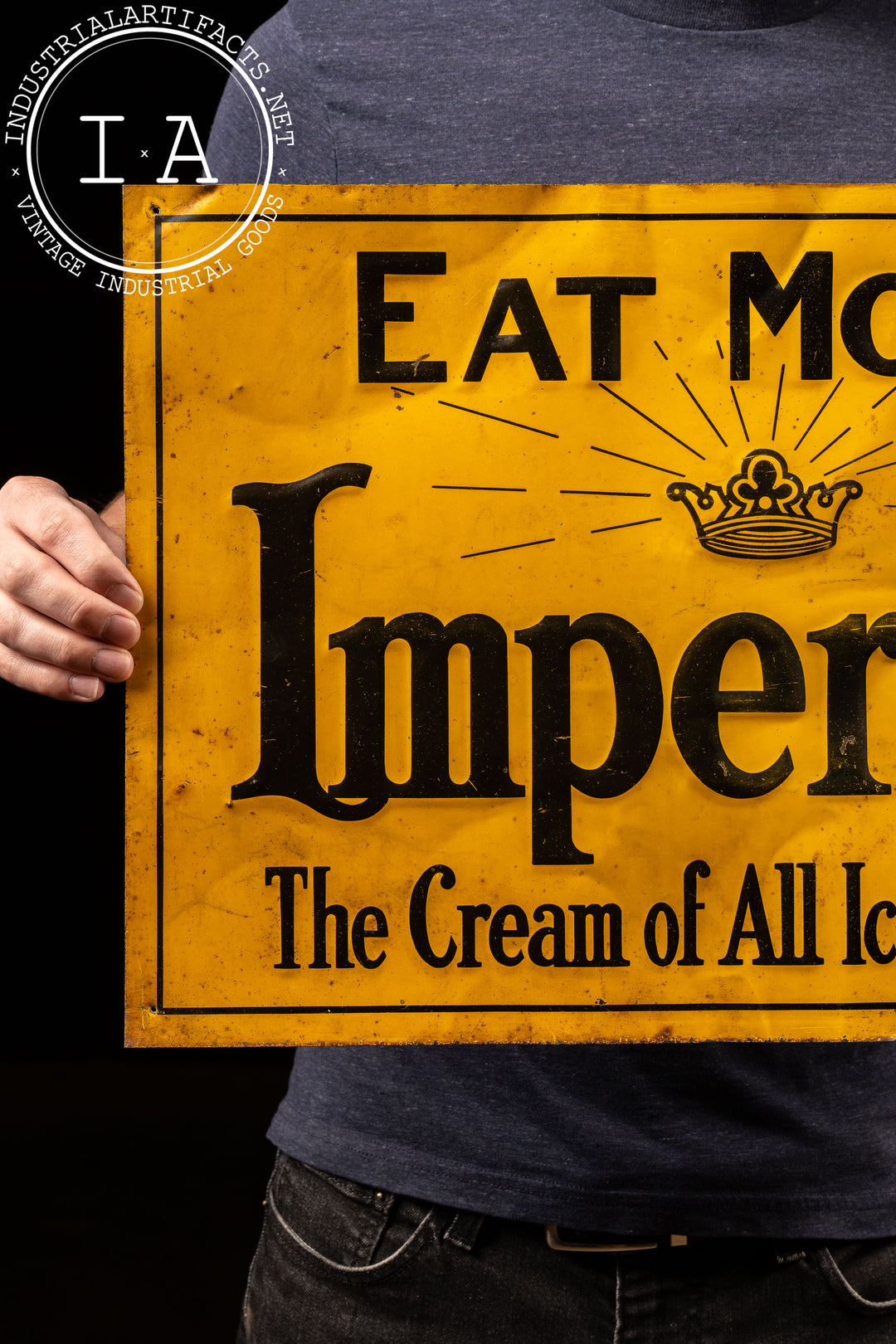 Antique Imperial Ice Cream Embossed Tin Sign – Industrial Artifacts