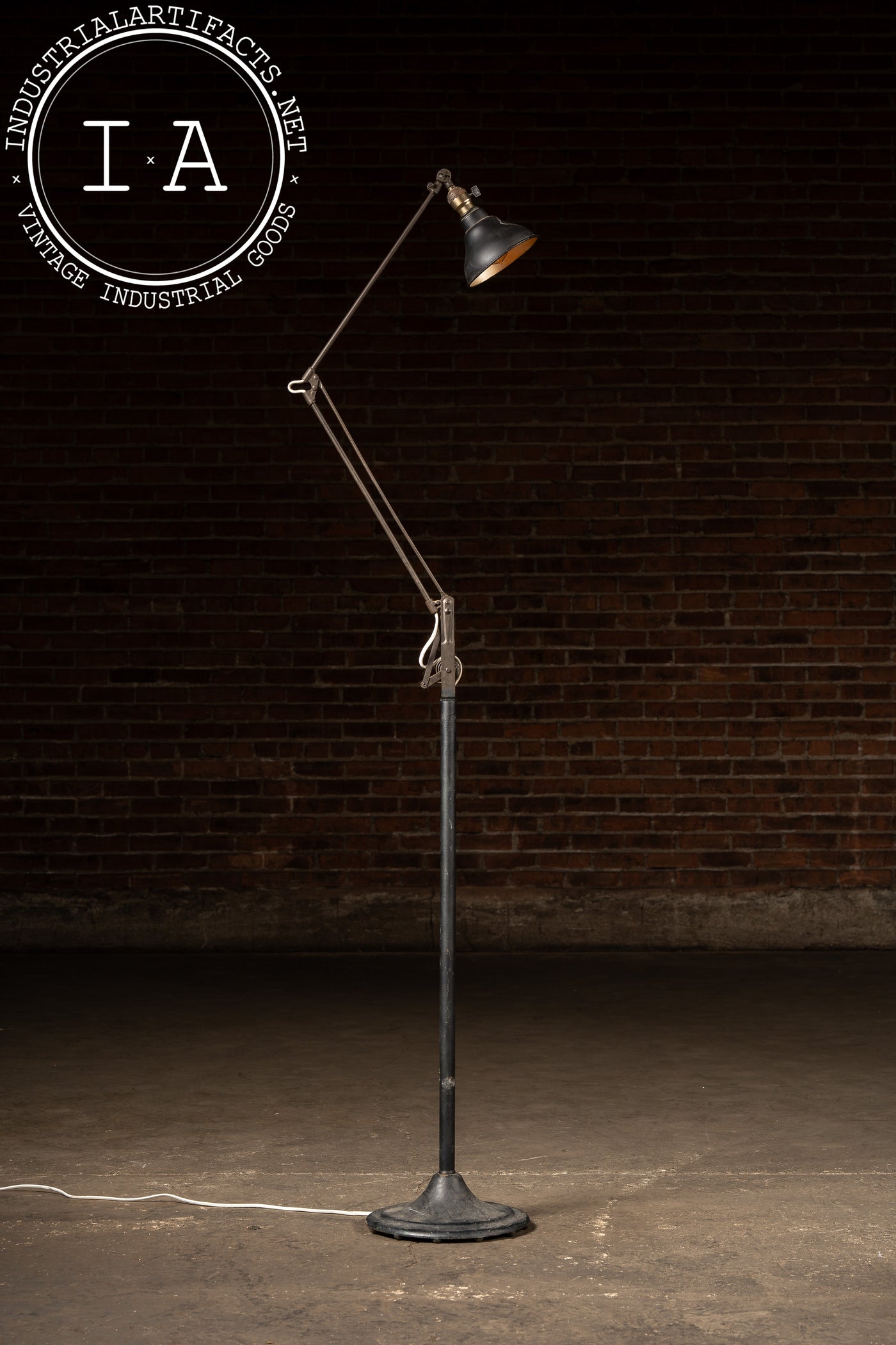 Antique Industrial Articulated Floor Lamp by Dazor
