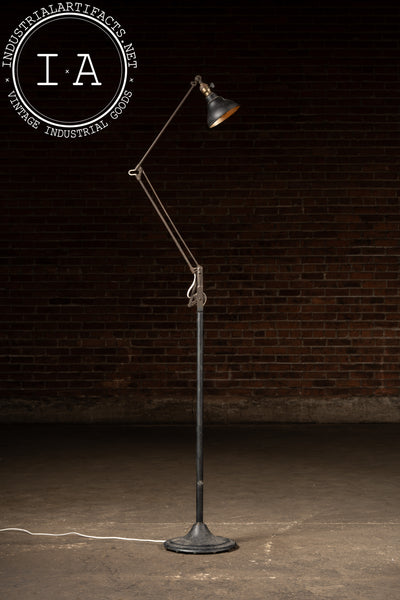 Antique Industrial Articulated Floor Lamp by Dazor
