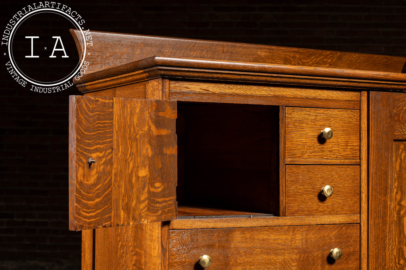 Antique Quarter Sawn Armoire Cabinet by Aurora Furniture Co.