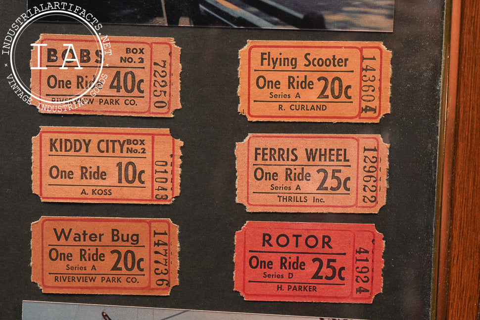Vintage Riverview Park (Chicago) Amusement Park Collage with Tickets