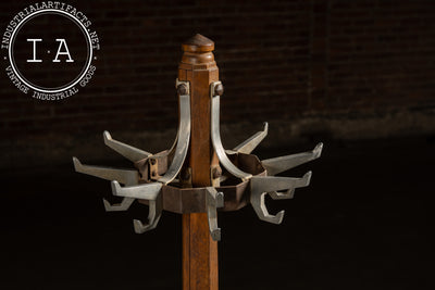 Antique Oak Mission-Style Barbershop Coat Rack