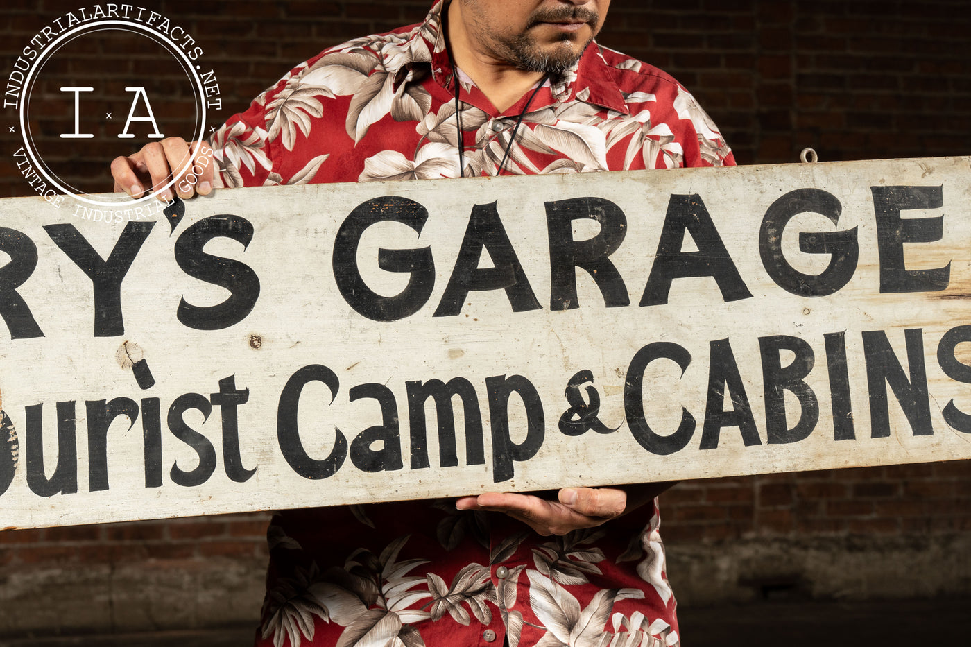Vintage Perry's Garage & Tourist Camp Painted Wooden Road Sign