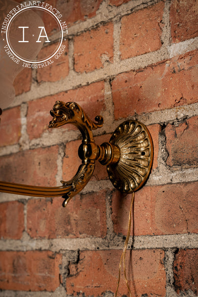 Victorian Revival Figural Brass Wall Sconce with Dragon Motif