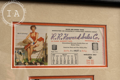 Vintage Framed Pin-Up Calendar Ads