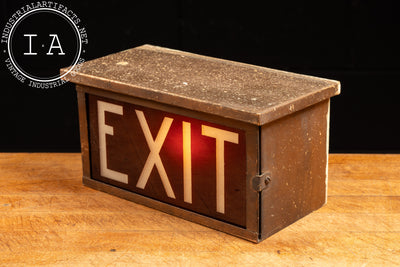 Vintage Lighted Glass Exit Sign Box