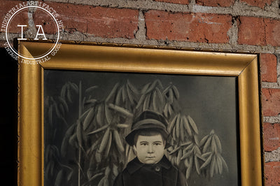 Early Charcoal Illustration Of Child In Coat