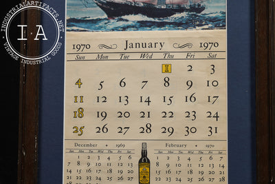 Vintage Framed Cutty Sark Scotch Advertising Calendar, 1970