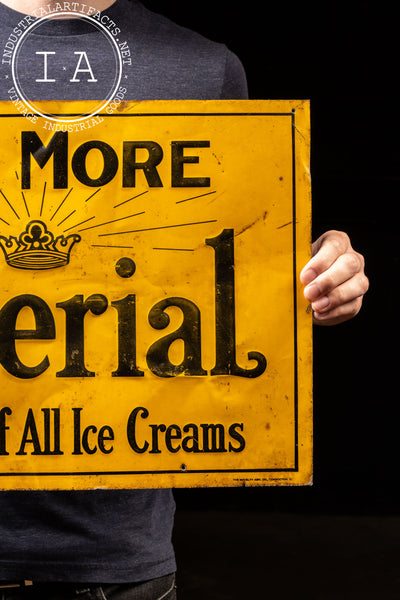 Antique Imperial Ice Cream Embossed Tin Sign