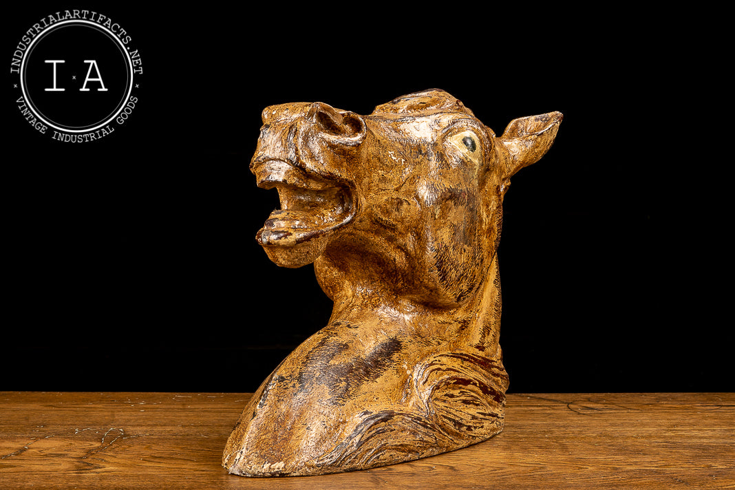 Antique Hand Painted Horse Head Sculpture