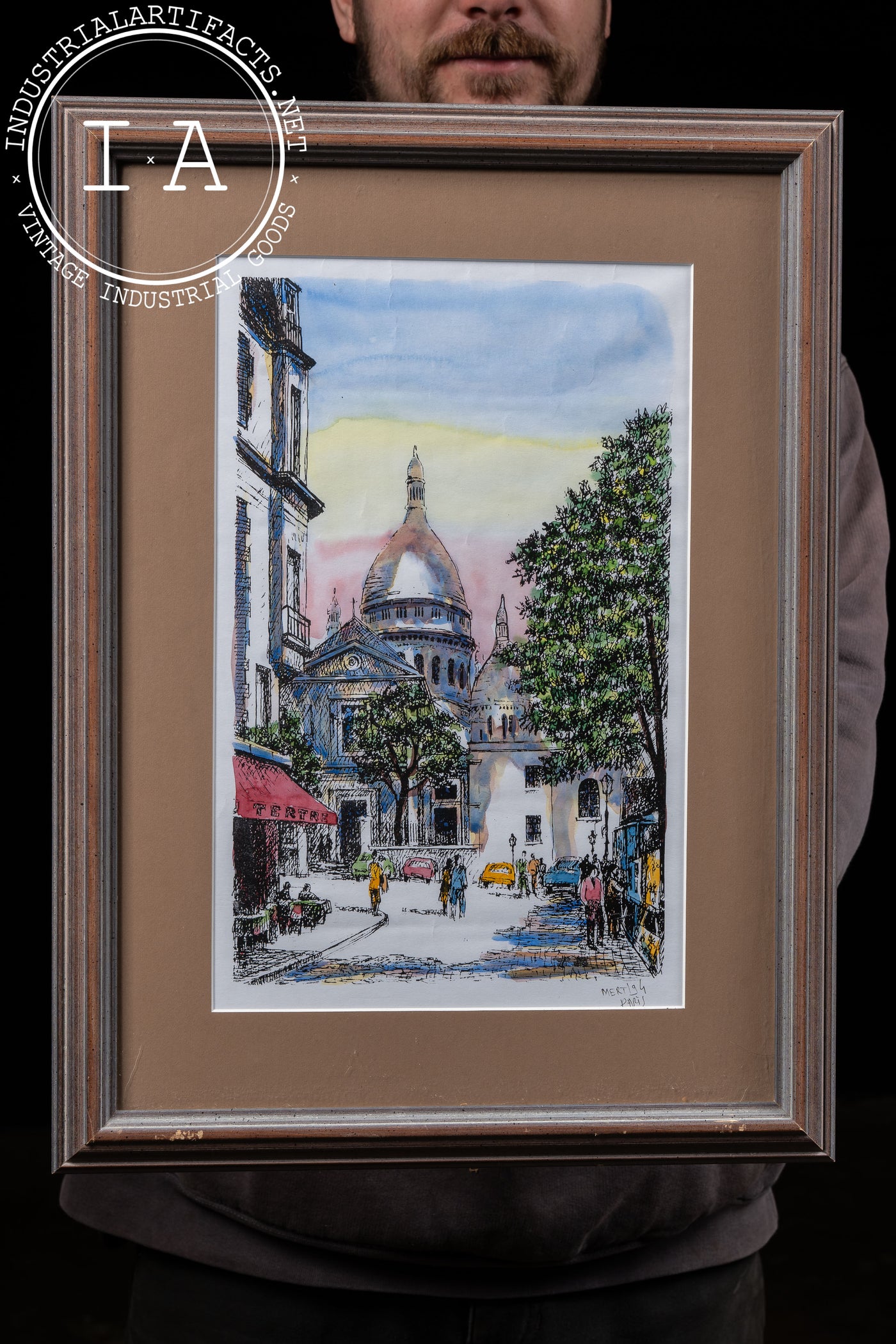 Framed Watercolor Illustration Of Paris, Signed